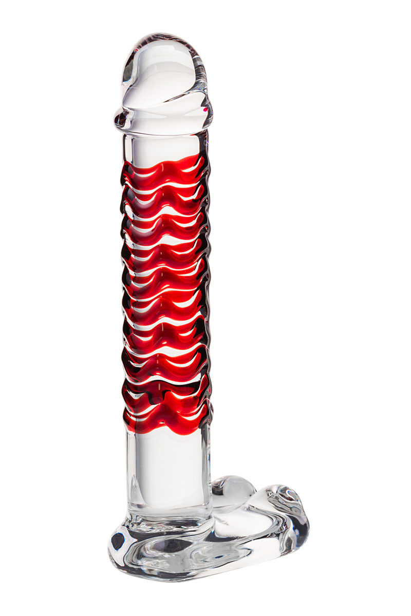 Фаллоимитатор Sexus Glass (стекло), прозрачно-красный, 16 см.
