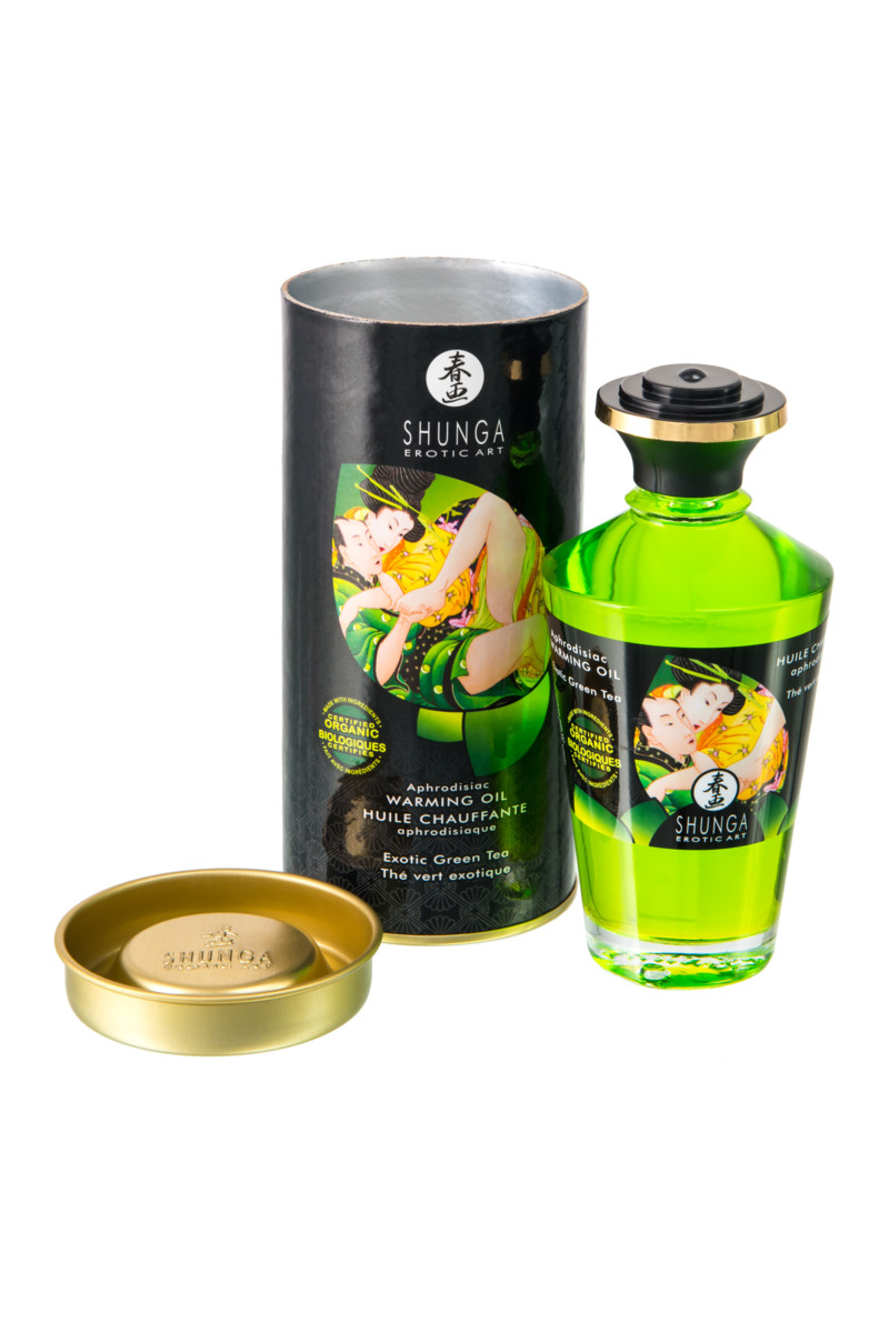 Масло для массажа Shunga Organic Exotic Green Tea, разогревающее, 100 мл.