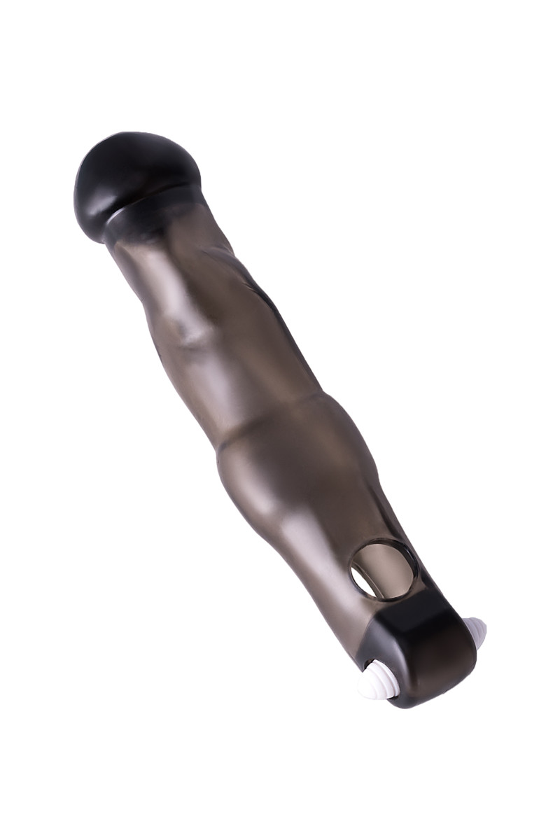 Насадка Toyfa XLover, TPE черная прозрачная, с вибрицией, 19.4 см.