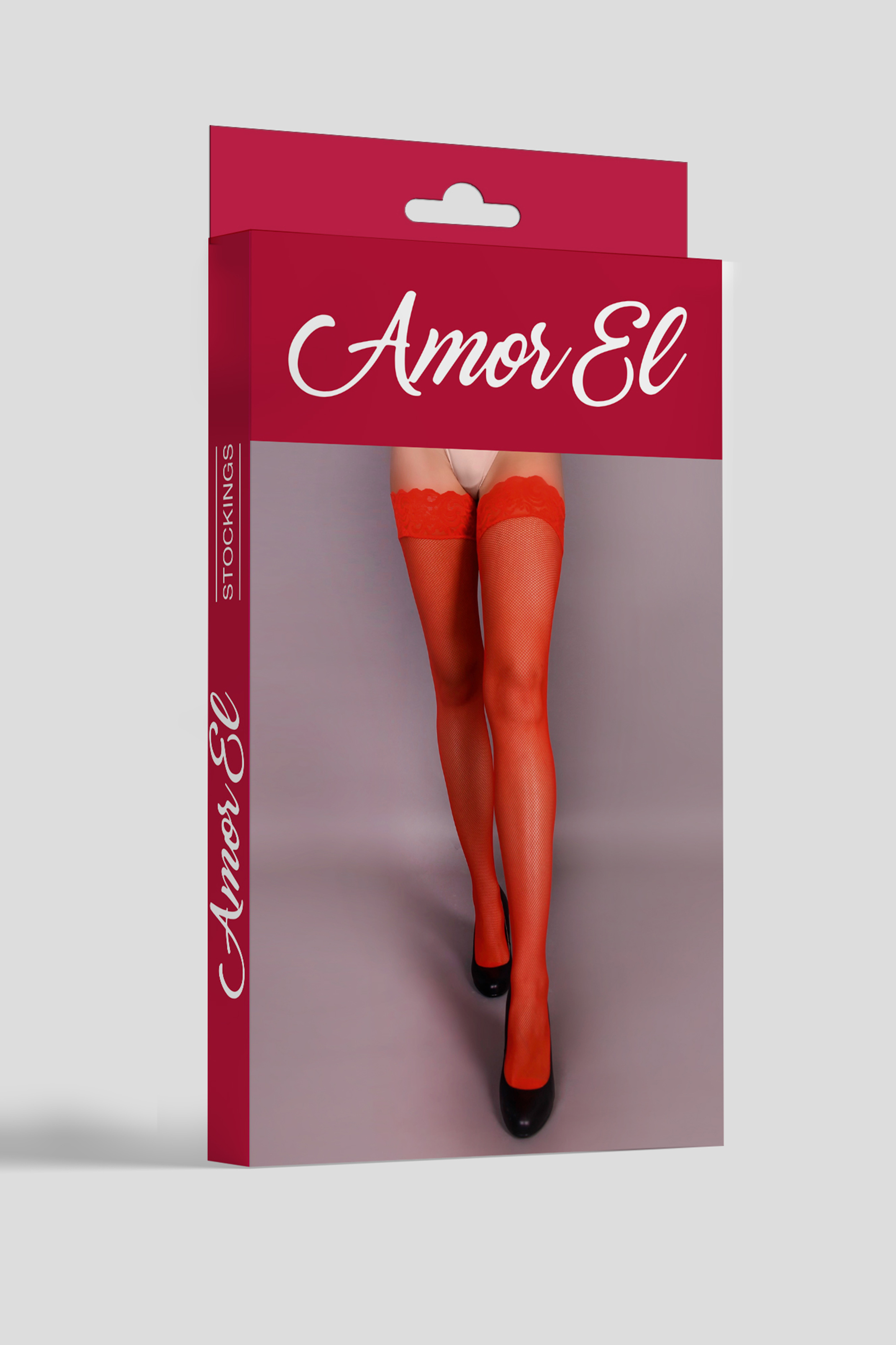 Чулки Amor EL Rosa ROJA в мелкую сетку, красные (S/L)