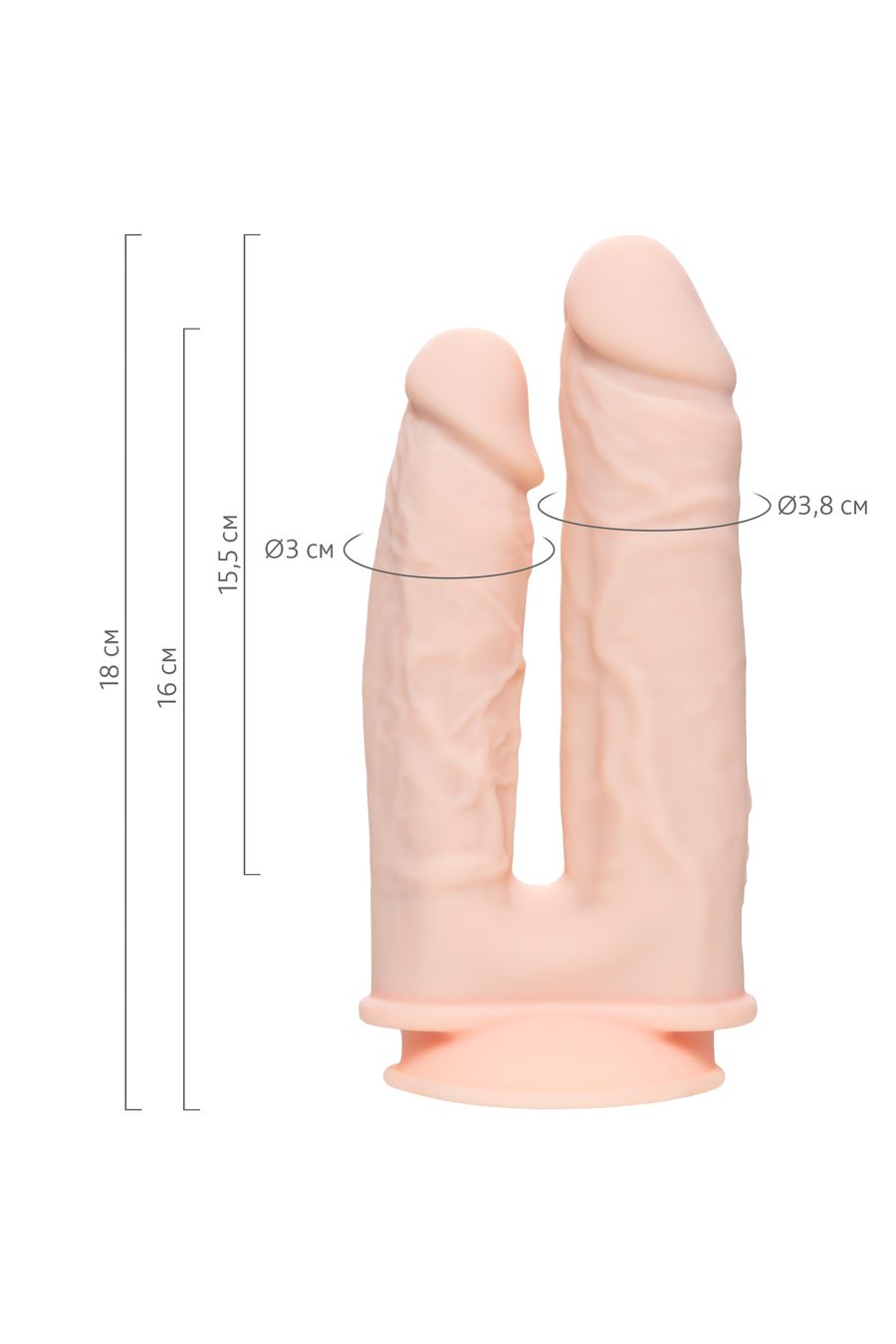 Вибратор RealStick Silicone Jason M, сайлекспан, двойной, 18.5 см.