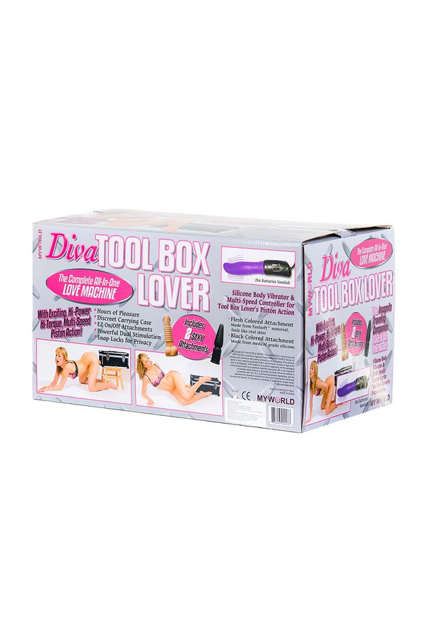 Секс-чемодан Diva Tool Box, с двумя сменными насадками, черный