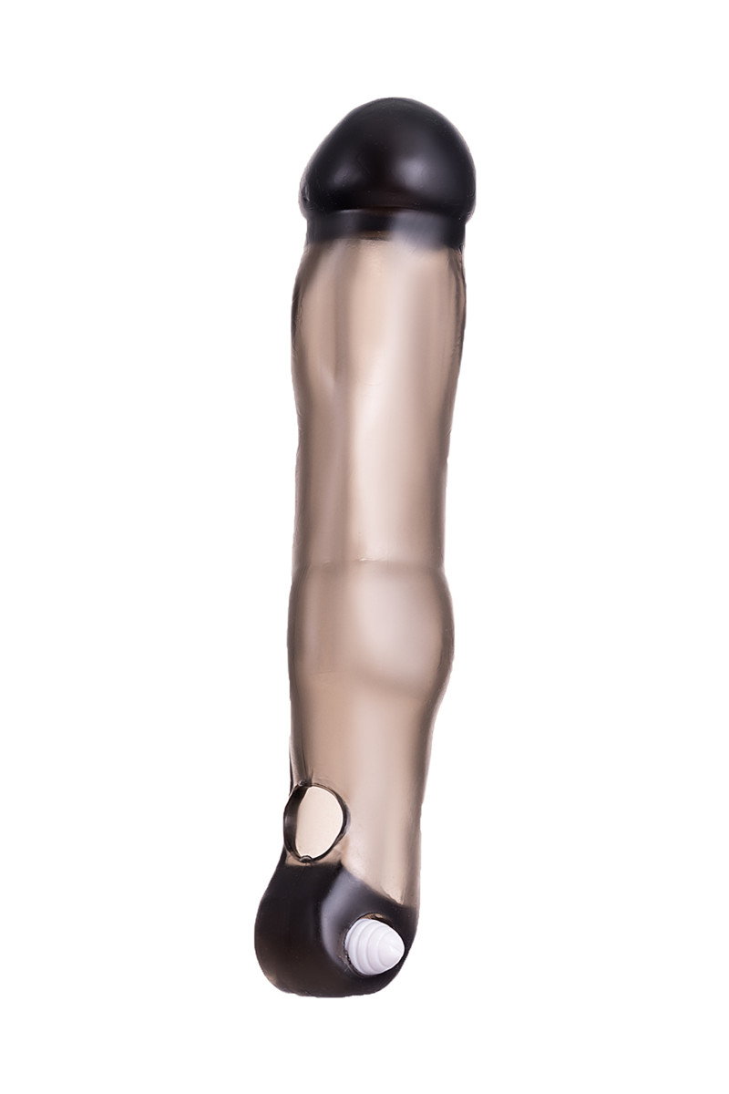 Насадка Toyfa XLover, TPE черная прозрачная, с вибрицией, 19.4 см.