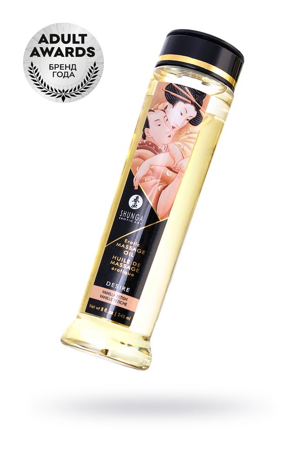 Возбуждающее массажное масло Shunga Vanilla Fetish, ванильный фетиш, 240 мл.