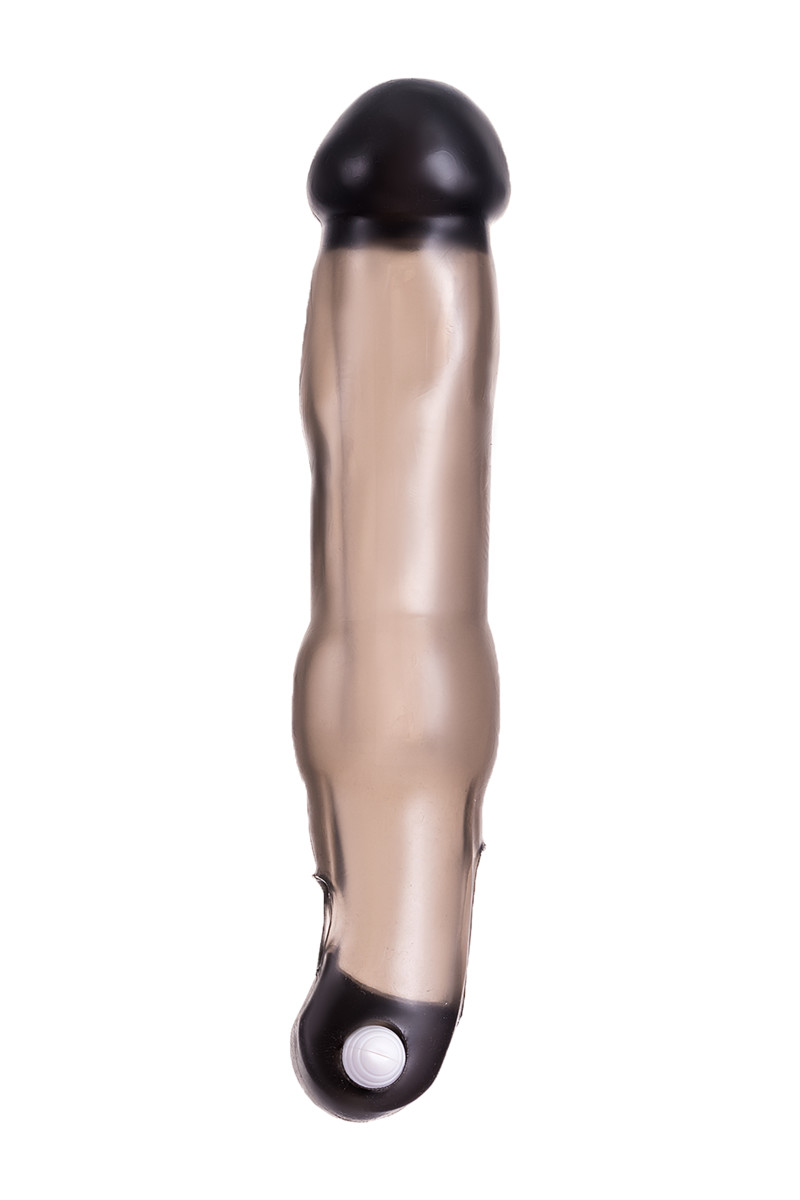 Насадка Toyfa XLover, TPE черная прозрачная, с вибрицией, 19.4 см.