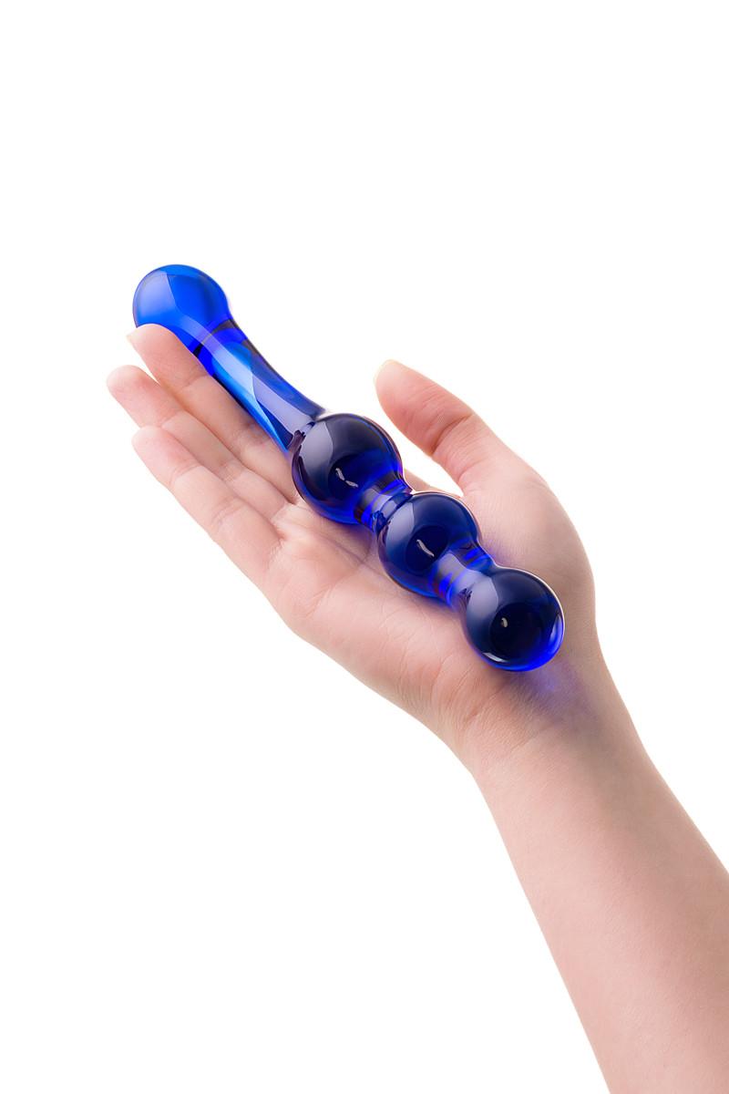 Фаллоимитатор Sexus Glass (стекло), синий, 20 см.