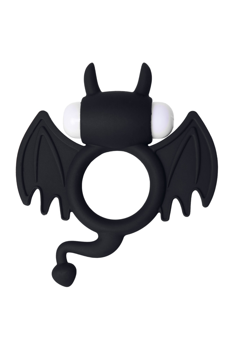 Виброкольцо с хвостиком COCKY DEVIL (черное)