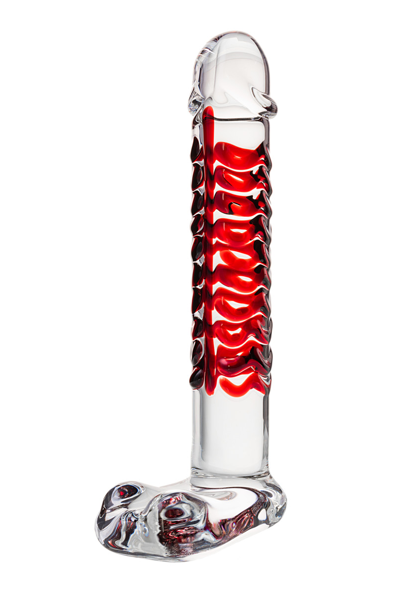 Фаллоимитатор Sexus Glass (стекло), прозрачно-красный, 16 см.
