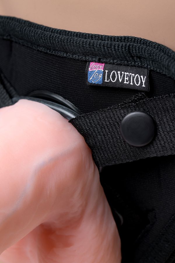 Страпон LoveToy UNI STRAP 7, с поясом Harness, с вибрацией, реалистичный, 19 см.