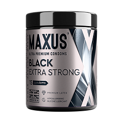 Презервативы MAXUS в большом пластиковом кейсе, BLACK EXTRA STRONG черные особпрочные (15шт.)