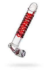 Фаллоимитатор Sexus Glass (стекло), прозрачно-красный, 16 см.